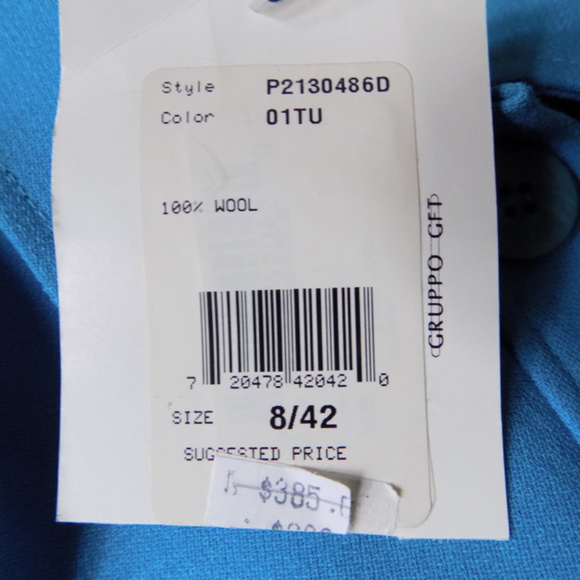 NWT Emanuel Ungaro jacket 8P $385 Aqua Pure wool Blue Short Light New - Picture 6 of 7